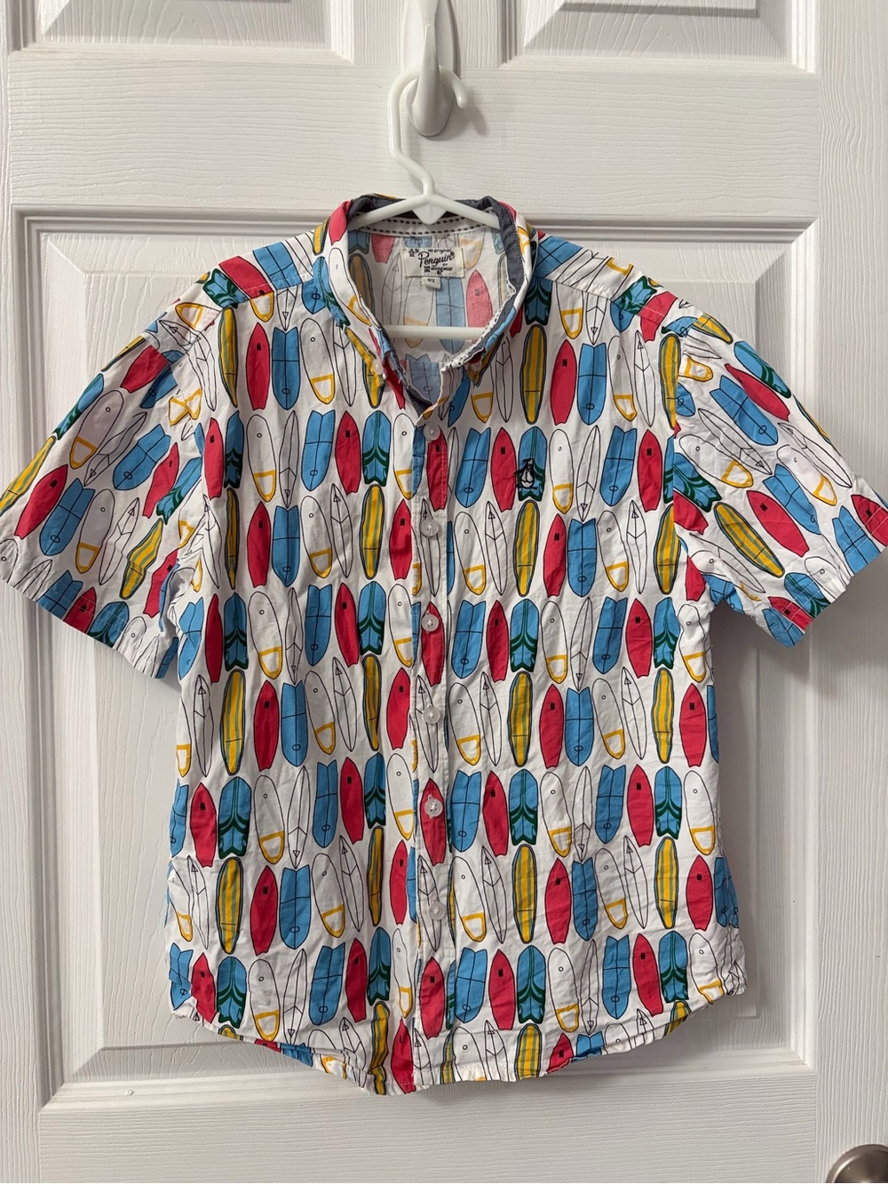 Penguin Surfboard Print Hawaiian Shirt